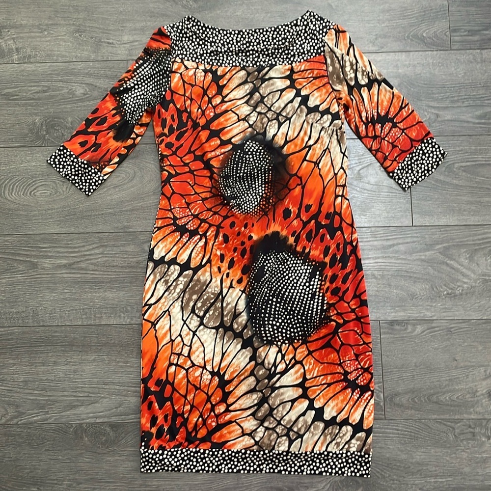 💃 Frank Lyman half Sleeve Orange & Black Dress